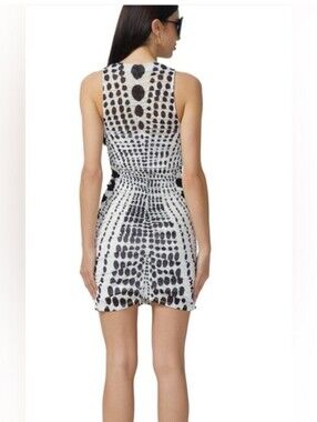 AFRM Black & White Dot-Print Bodycon Illusion Dress